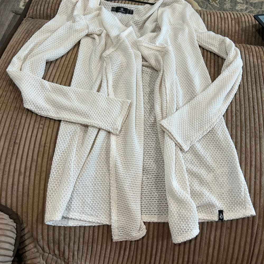 Volcom Cream Open-Front Cardigan